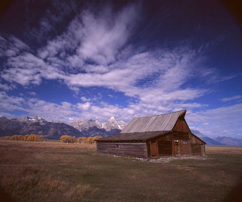 Barn Mormon Row White Modern Wood Framed Art Print with Double Matting by Leahy, Ike