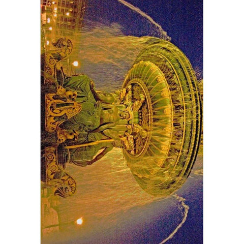 Golden Fountain I Gold Ornate Wood Framed Art Print with Double Matting by Love, Maureen