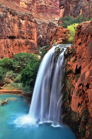 Havasu Falls II White Modern Wood Framed Art Print with Double Matting by Malvin, Larry