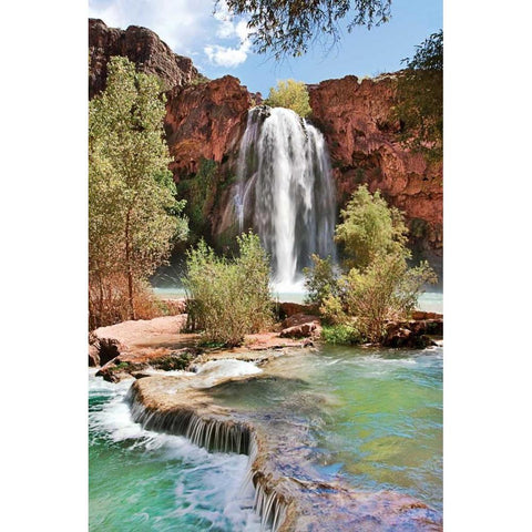 Havasu Falls IV Black Modern Wood Framed Art Print with Double Matting by Malvin, Larry