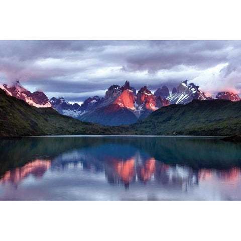 Dawn Torres del Paine Black Modern Wood Framed Art Print with Double Matting by Malvin, Larry