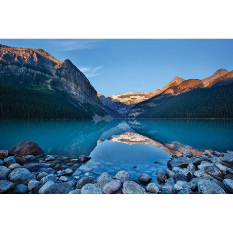 Lake Louise Dawn II Gold Ornate Wood Framed Art Print with Double Matting by Malvin, Larry