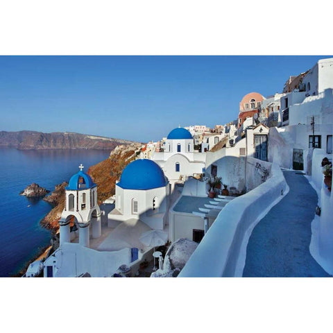 Blue Domes and Walkway Black Modern Wood Framed Art Print with Double Matting by Malvin, Larry