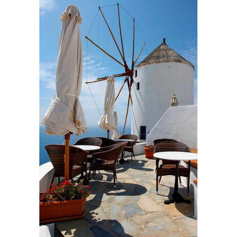 Restaurant Deck Windmill Black Modern Wood Framed Art Print by Malvin, Larry