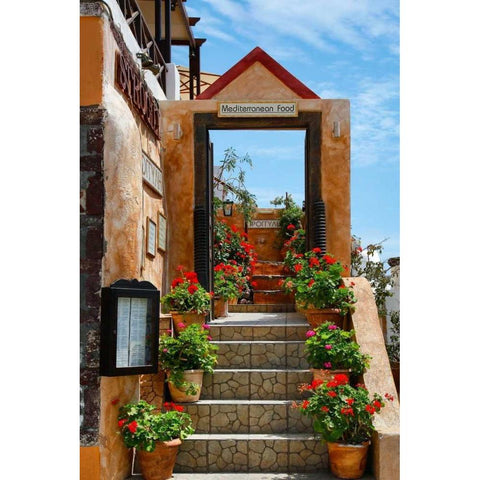 Restaurant in Greece I Black Modern Wood Framed Art Print with Double Matting by Malvin, Larry