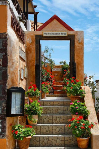 Restaurant in Greece I Black Ornate Wood Framed Art Print with Double Matting by Malvin, Larry
