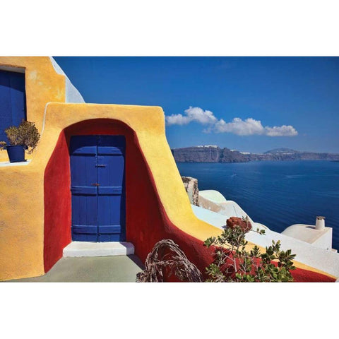 Deck Ocean View II Black Modern Wood Framed Art Print by Malvin, Larry