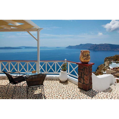 Filotera Villa Deck View Gold Ornate Wood Framed Art Print with Double Matting by Malvin, Larry