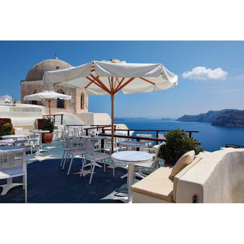 Restaurant in Greece II Black Modern Wood Framed Art Print by Malvin, Larry