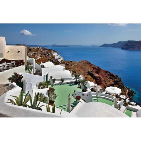 Green Terrace Caldera View Black Modern Wood Framed Art Print with Double Matting by Malvin, Larry