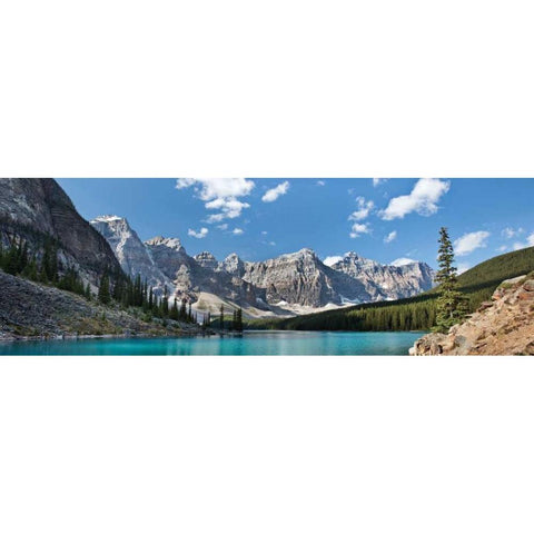 Moraine Lake Panorama Gold Ornate Wood Framed Art Print with Double Matting by Malvin, Larry