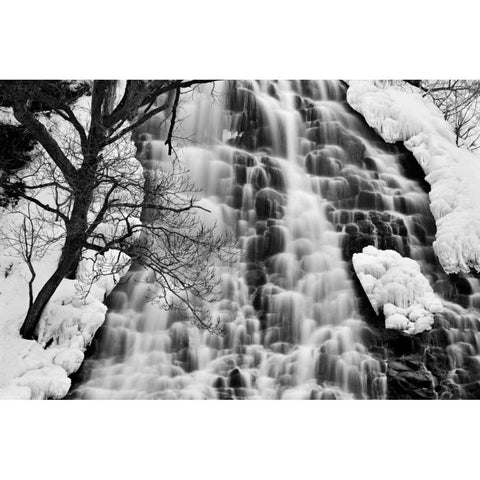 Oshinkoshin Falls II Black Modern Wood Framed Art Print with Double Matting by Malvin, Larry