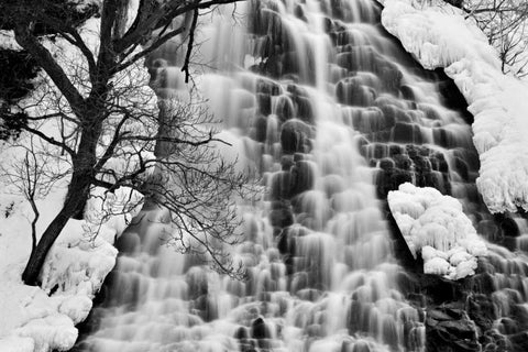 Oshinkoshin Falls II White Modern Wood Framed Art Print with Double Matting by Malvin, Larry