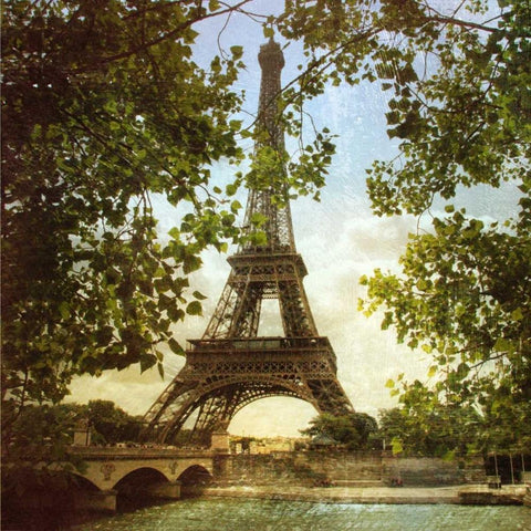 Eiffel Tower IV White Modern Wood Framed Art Print with Double Matting by Melious, Amy