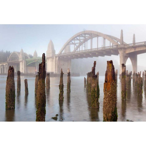 Suslaw River Bridge III White Modern Wood Framed Art Print by Mahan, Kathy