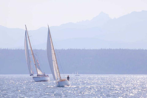 Port Townsend Boats I White Modern Wood Framed Art Print with Double Matting by Mahan, Kathy