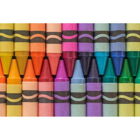 Crayons of a Rainbow I Black Modern Wood Framed Art Print with Double Matting by Mahan, Kathy