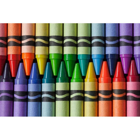 Crayons of a Rainbow II Black Modern Wood Framed Art Print with Double Matting by Mahan, Kathy