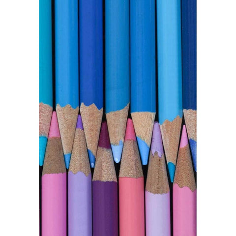 Colored Pencils II White Modern Wood Framed Art Print by Mahan, Kathy