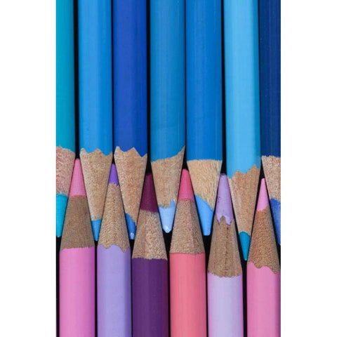 Colored Pencils II Black Modern Wood Framed Art Print with Double Matting by Mahan, Kathy