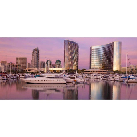 San Diego Waterfront I White Modern Wood Framed Art Print by Mahan, Kathy