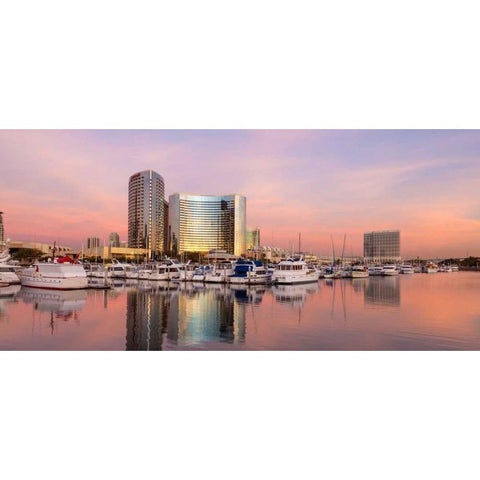 San Diego Waterfront II Gold Ornate Wood Framed Art Print with Double Matting by Mahan, Kathy