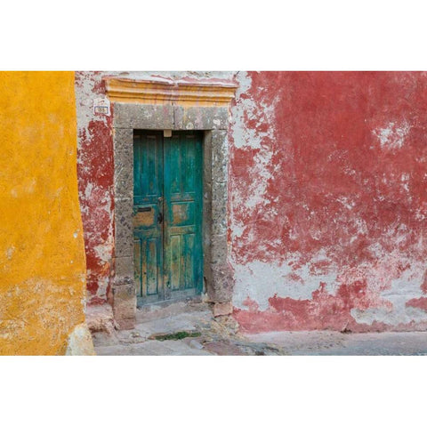 Colorful Door White Modern Wood Framed Art Print by Mahan, Kathy