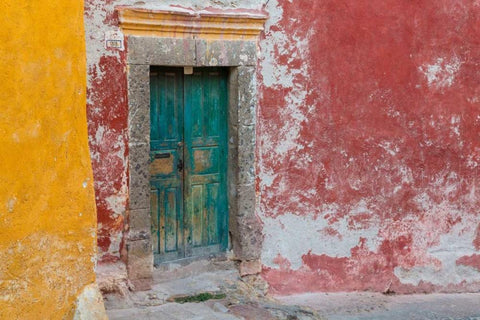 Colorful Door White Modern Wood Framed Art Print with Double Matting by Mahan, Kathy