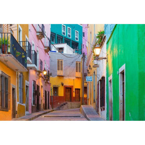 Colorful Street II White Modern Wood Framed Art Print by Mahan, Kathy