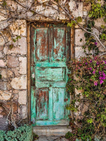 Doorway in Mexico II White Modern Wood Framed Art Print with Double Matting by Mahan, Kathy