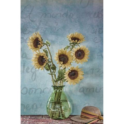 Sunflowers I White Modern Wood Framed Art Print by Mahan, Kathy