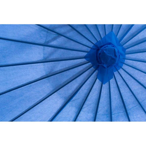Blue Umbrella White Modern Wood Framed Art Print by Mahan, Kathy