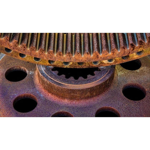 Rusty Gears I Gold Ornate Wood Framed Art Print with Double Matting by Mahan, Kathy