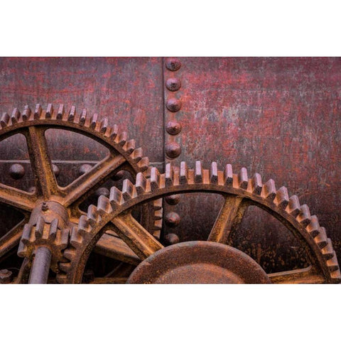 Rusty Gears II Gold Ornate Wood Framed Art Print with Double Matting by Mahan, Kathy