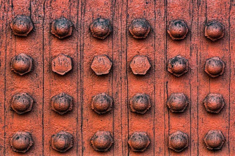 Bolted Metal Black Ornate Wood Framed Art Print with Double Matting by Mahan, Kathy