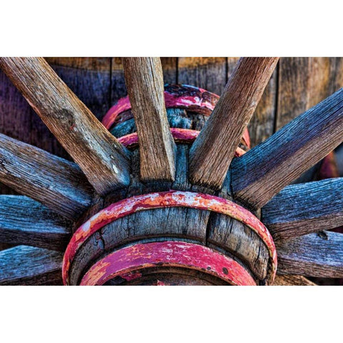 Wagon Wheel II Black Modern Wood Framed Art Print with Double Matting by Mahan, Kathy