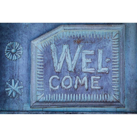 Welcome Gold Ornate Wood Framed Art Print with Double Matting by Mahan, Kathy