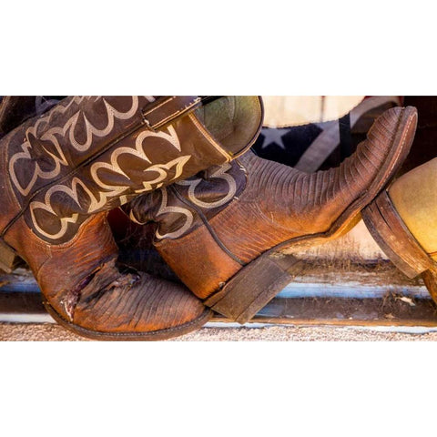Cowboy Boots I Gold Ornate Wood Framed Art Print with Double Matting by Mahan, Kathy