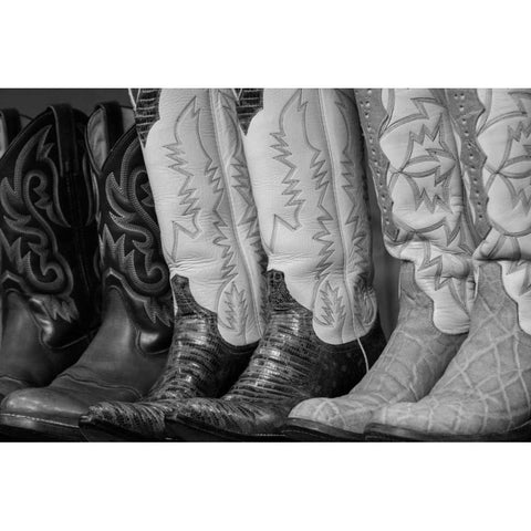 Cowboy Boots BW II White Modern Wood Framed Art Print by Mahan, Kathy