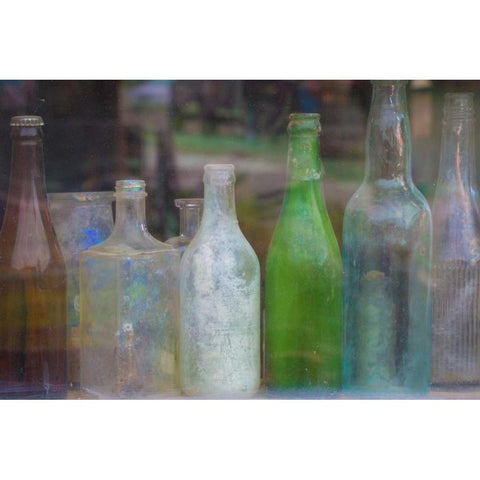 Old Bottles II Gold Ornate Wood Framed Art Print with Double Matting by Mahan, Kathy