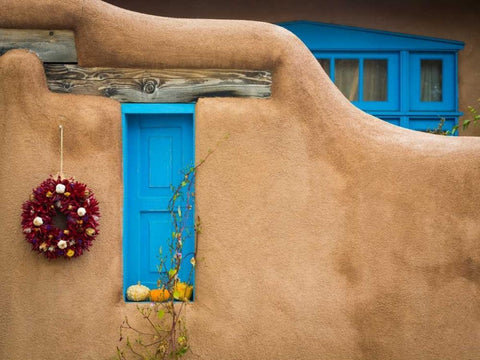 New Mexico Adobe I White Modern Wood Framed Art Print with Double Matting by Mahan, Kathy