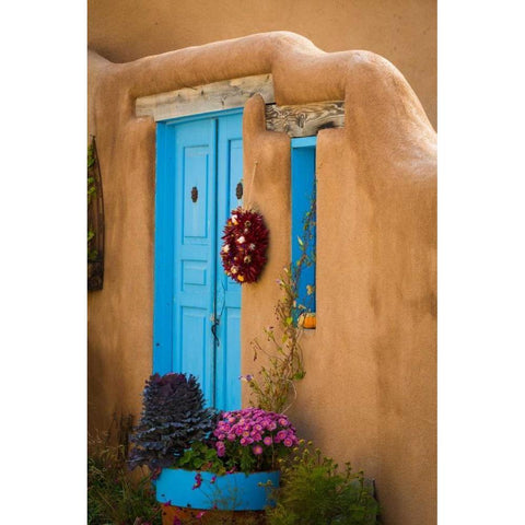 Blue Door IV Black Modern Wood Framed Art Print with Double Matting by Mahan, Kathy