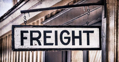 Freight Sign Black Ornate Wood Framed Art Print with Double Matting by Mahan, Kathy