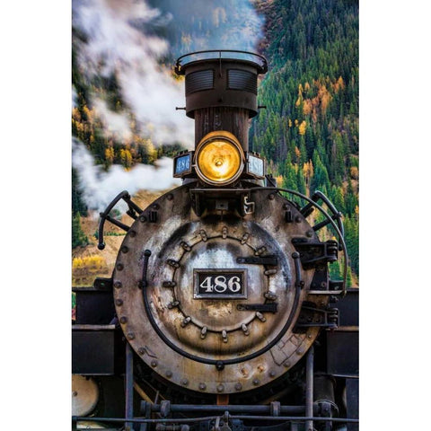 Locomotive I Gold Ornate Wood Framed Art Print with Double Matting by Mahan, Kathy