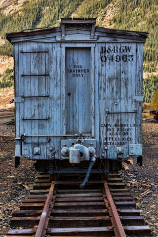 Vintage Caboose I Black Ornate Wood Framed Art Print with Double Matting by Mahan, Kathy