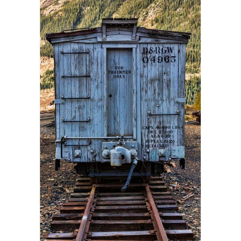 Vintage Caboose I Black Modern Wood Framed Art Print with Double Matting by Mahan, Kathy