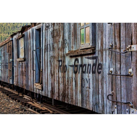 Vintage Caboose III Black Modern Wood Framed Art Print with Double Matting by Mahan, Kathy