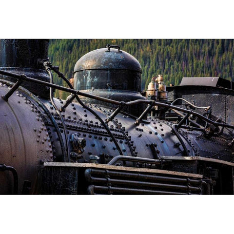 Historic Locomotive II Black Modern Wood Framed Art Print with Double Matting by Mahan, Kathy