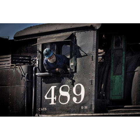 Train Conductor II Black Modern Wood Framed Art Print with Double Matting by Mahan, Kathy