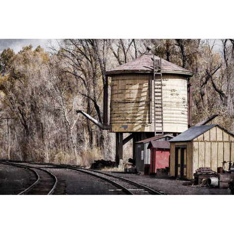 Vintage Train Yard I White Modern Wood Framed Art Print by Mahan, Kathy